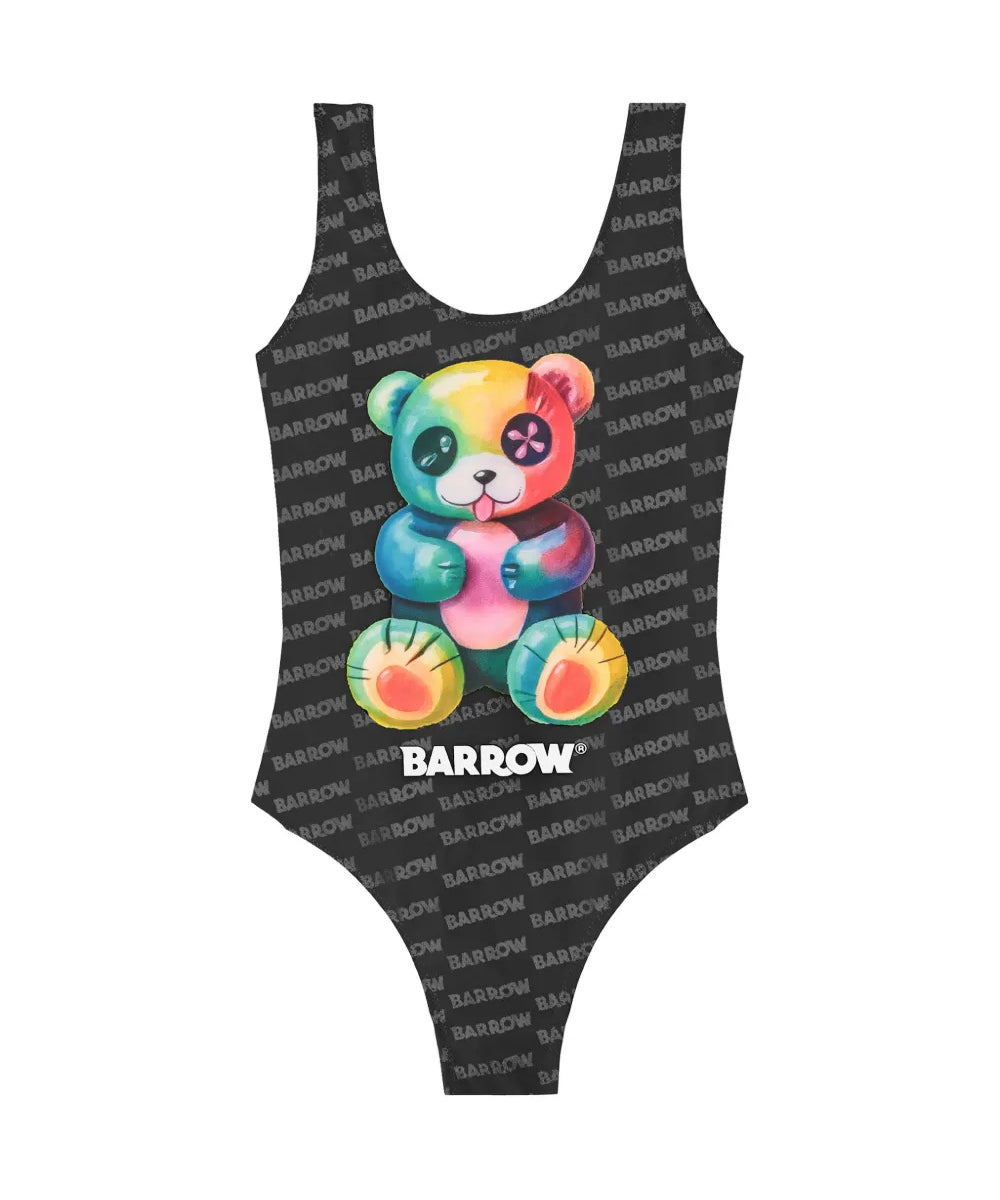 Barrow Kids Costume Intero Nero All-Over con Stampa Multicolor per Bambine