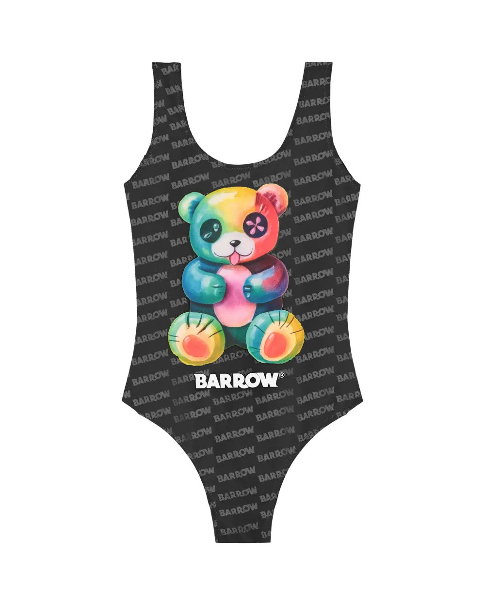 Barrow Kids Costume Intero Nero All-Over con Stampa Multicolor per Bambine