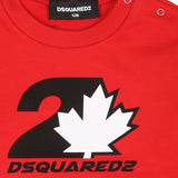 Dsquared2 Kids Felpa Girocollo Rossa con Stampa D2 Leaf per Neonati (dettaglio)