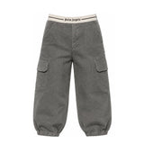 **Palm Angels Kids Pantaloni Cargo Grigi con Fascia Logo per Bambine