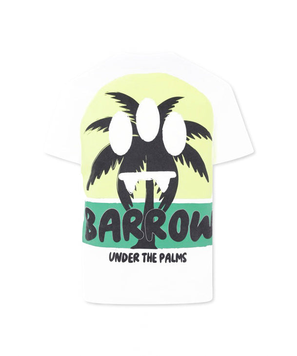 Barrow Kids T-Shirt Bianca con Stampa Retro Palms per Bambini