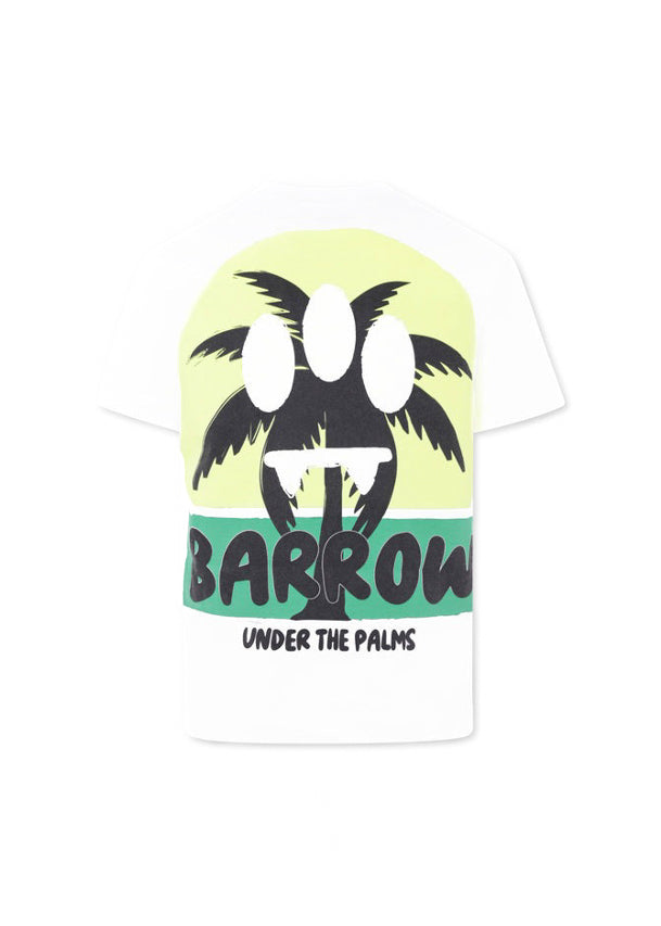 Barrow Kids T-Shirt Bianca con Stampa Retro Palms per Bambini