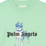 Palm Angels T-Shirt Verde con Stampa Dog per Bambini
