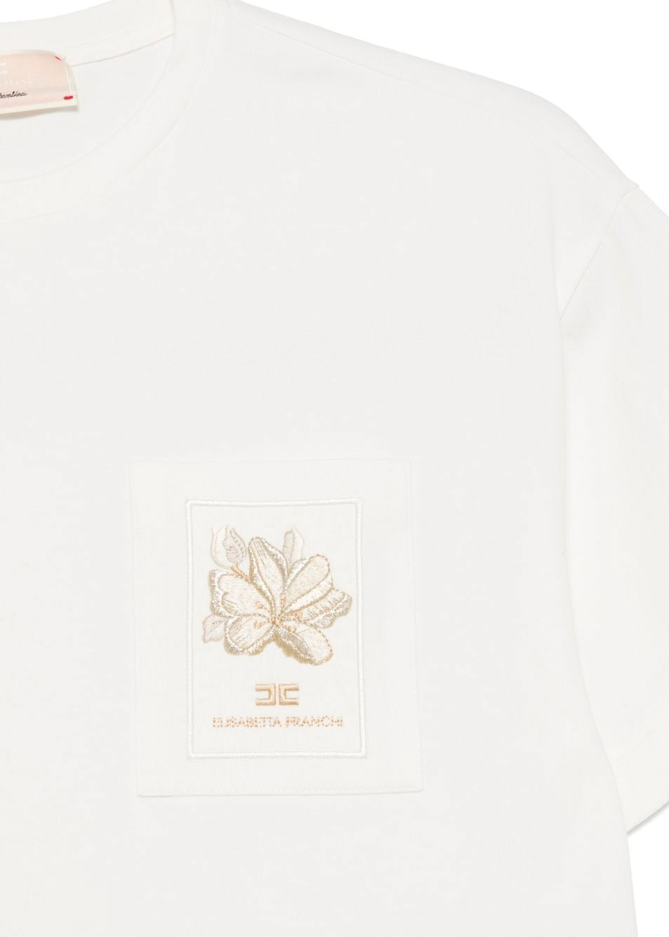 Elisabetta Franchi La Mia Bambina T-shirt Crop Avorio/Oro per Bambine