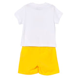 Moschino Kids Set 2pz. T-shirt Bianca con Stampa e Short Abbinati Sun Unisex per Neonati