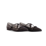 Twinset Kids Ballerine in Pelle Nero per Bambine