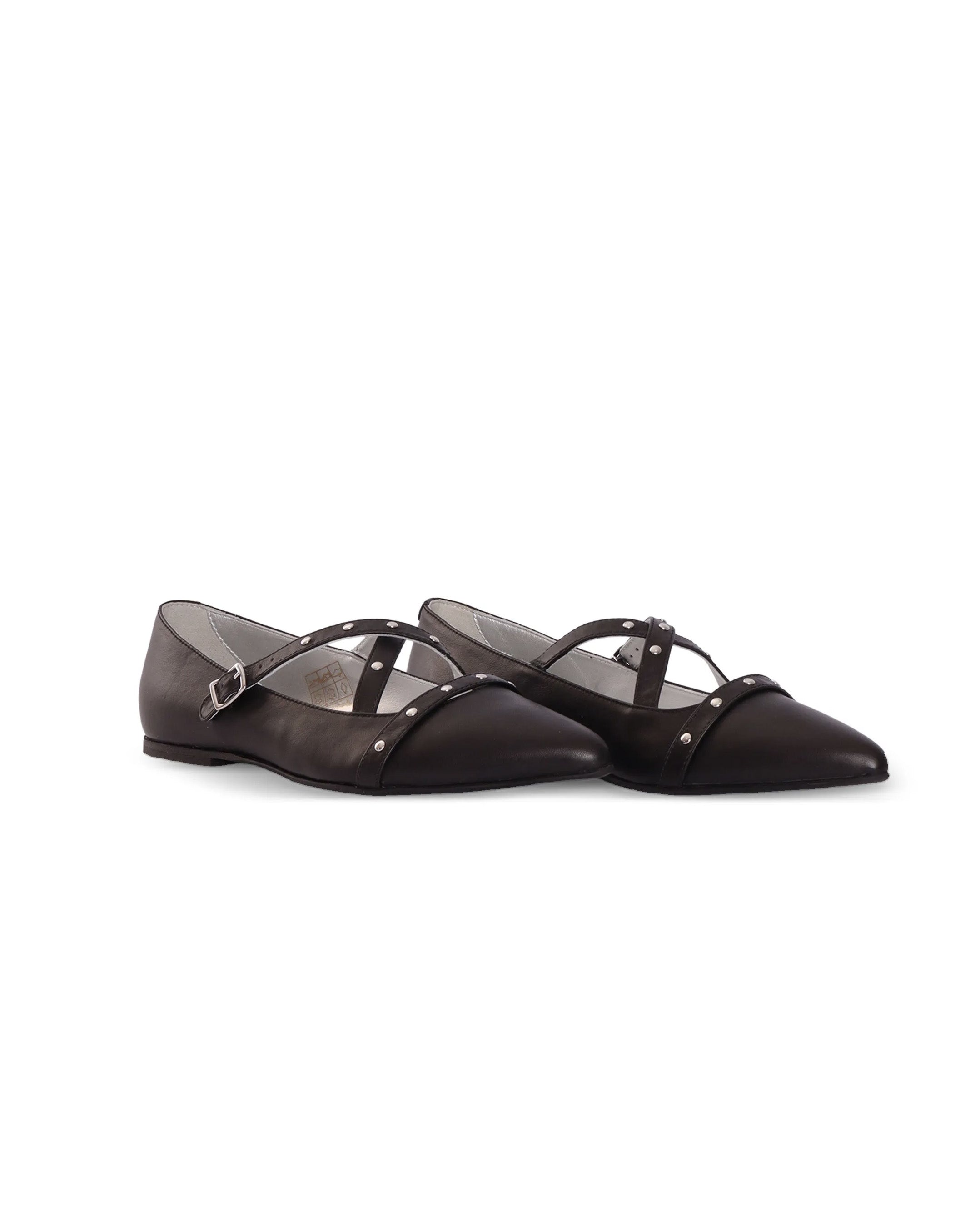 Twinset Kids Ballerine in Pelle Nero per Bambine