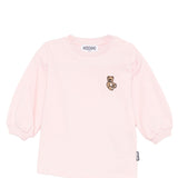 Moschino Kids Abito in Felpa Rosa con Patch per Neonate