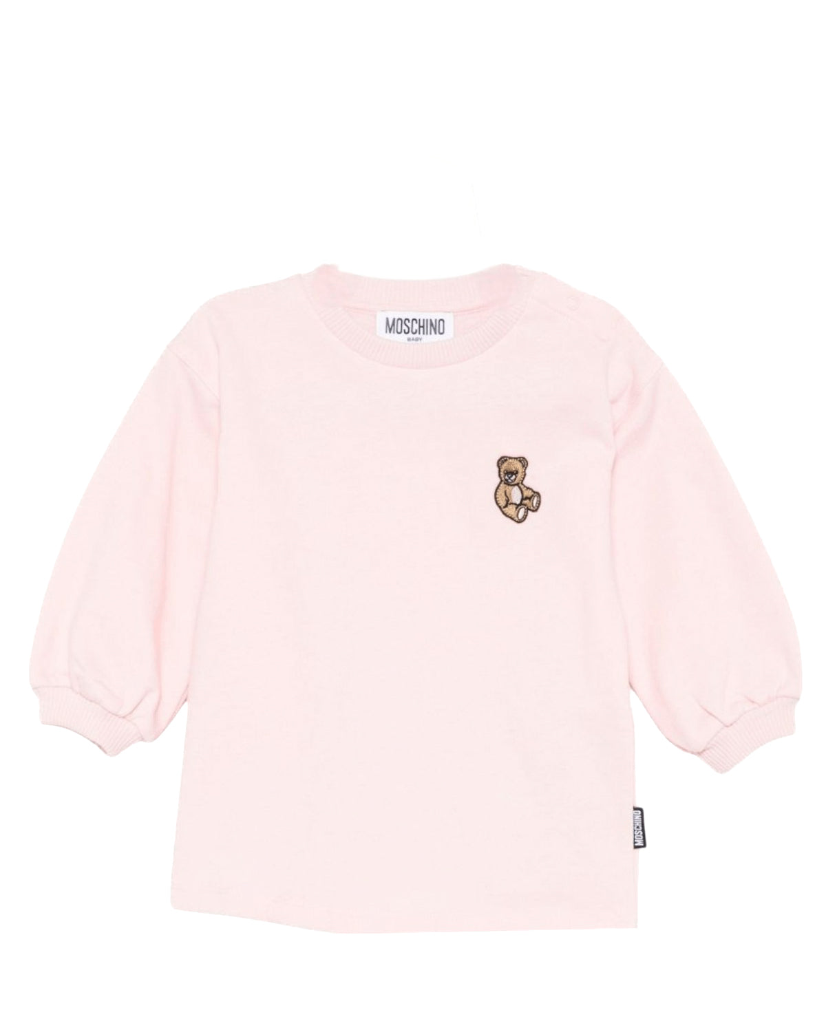 Moschino Kids Abito in Felpa Rosa con Patch per Neonate