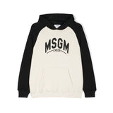 MSGM Kids Felpa Crema/Nero con Cappuccio per Bambini 