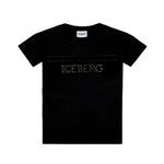 Iceberg Kids T-shirt Nera con Strass Logo per Bambine