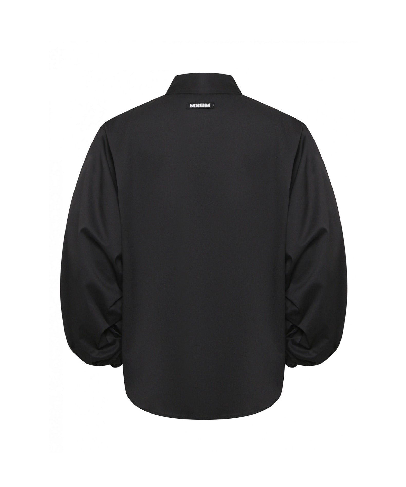 Msgm Kids Camicia Nero con Maniche a Sbuffo con Arricciature e Lacci per Bambine