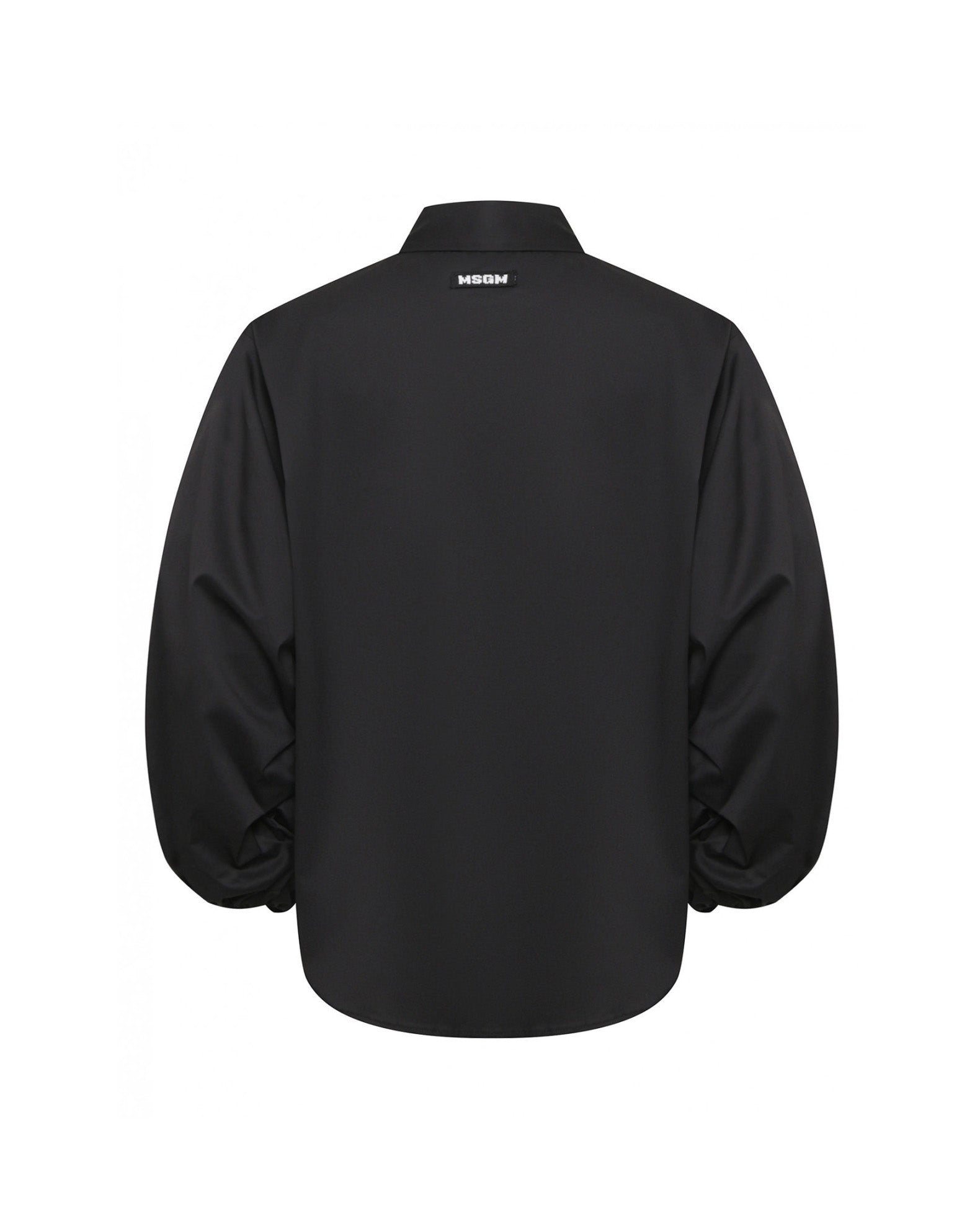 Msgm Kids Camicia Nero con Maniche a Sbuffo con Arricciature e Lacci per Bambine