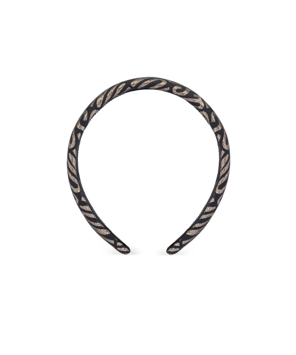 Moschino Kids Cerchietto Nero/Oro con Logo Monogram per Bambine