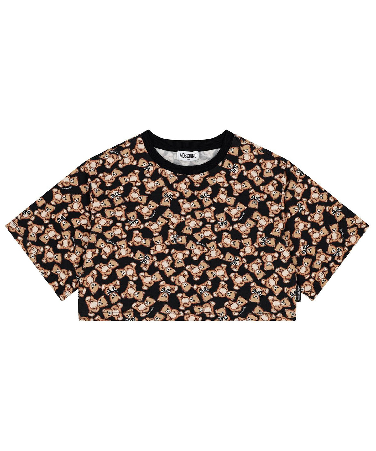 Moschino Kids T-shirt Nera Teddy Bear All Over per Bambine