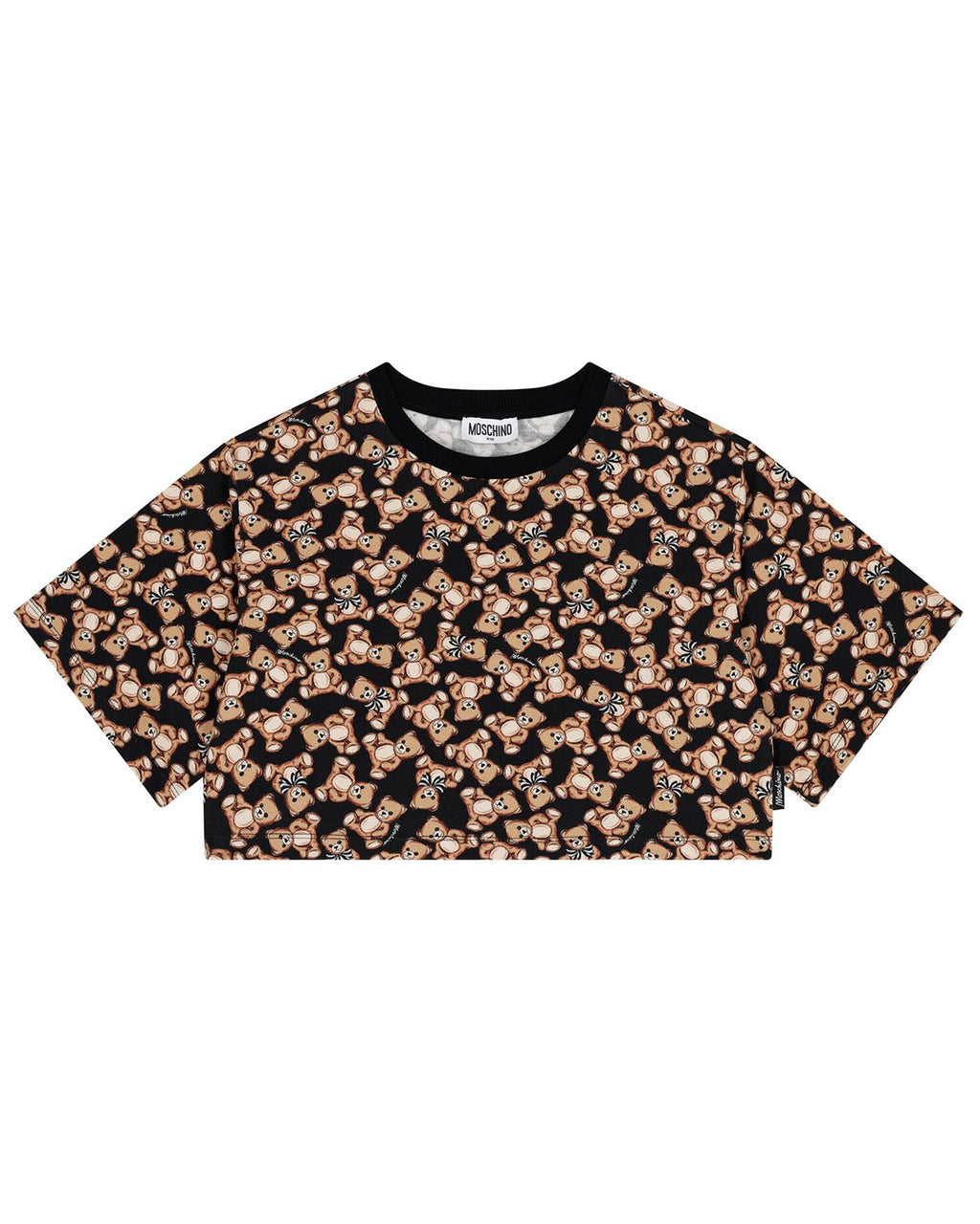 Moschino Kids T-shirt Nera Teddy Bear All Over per Bambine