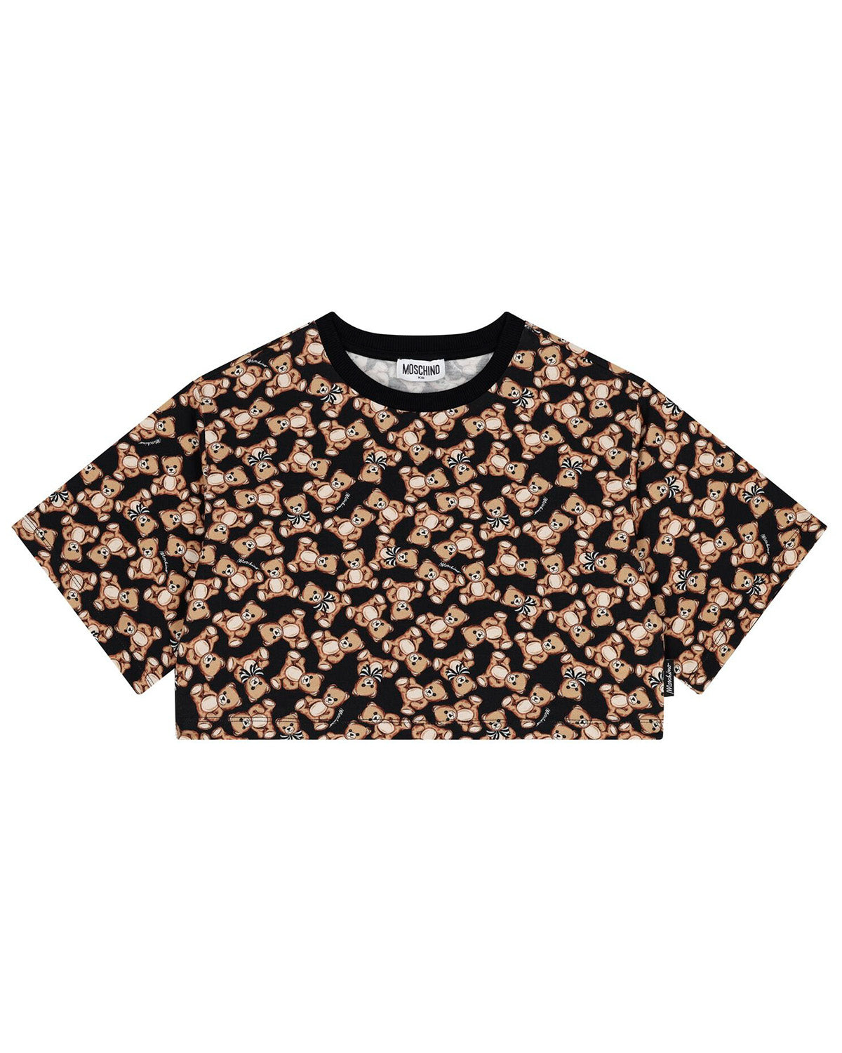 Moschino Kids T-shirt Nera Teddy Bear All Over per Bambine