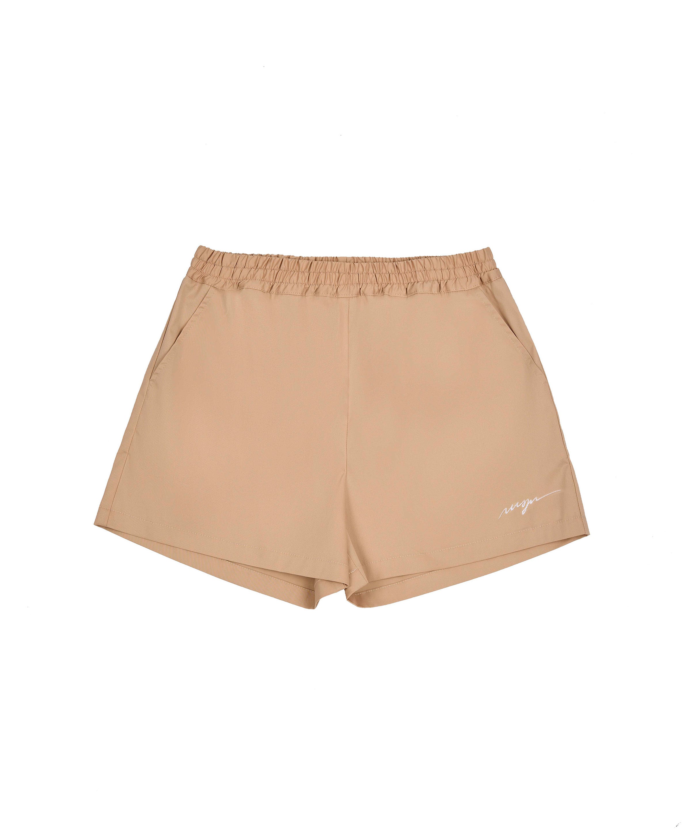 MSGM Kids Shorts Beige con Ricamo Logo per Bambine fronte