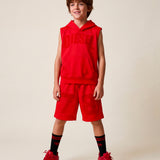 Diesel Kids Felpa Rosso Giromanica con Cappuccio per Bambini