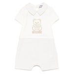 Moschino Kids Tutina a Righe Panna/Beige con Ricamo Teddy per Neonati