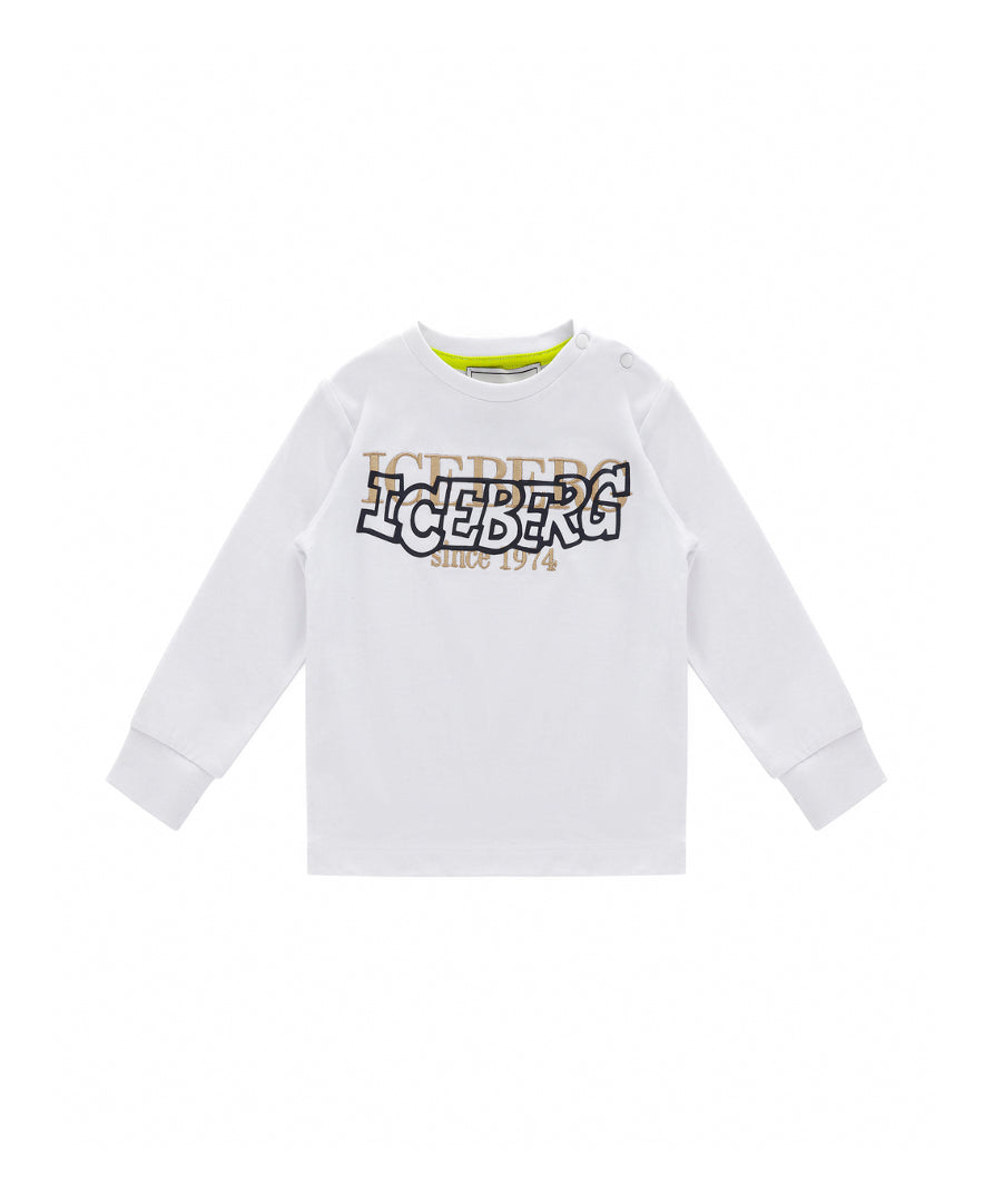 Iceberg Kids T-shirt Maniche Lunghe con Stampa per Neonati