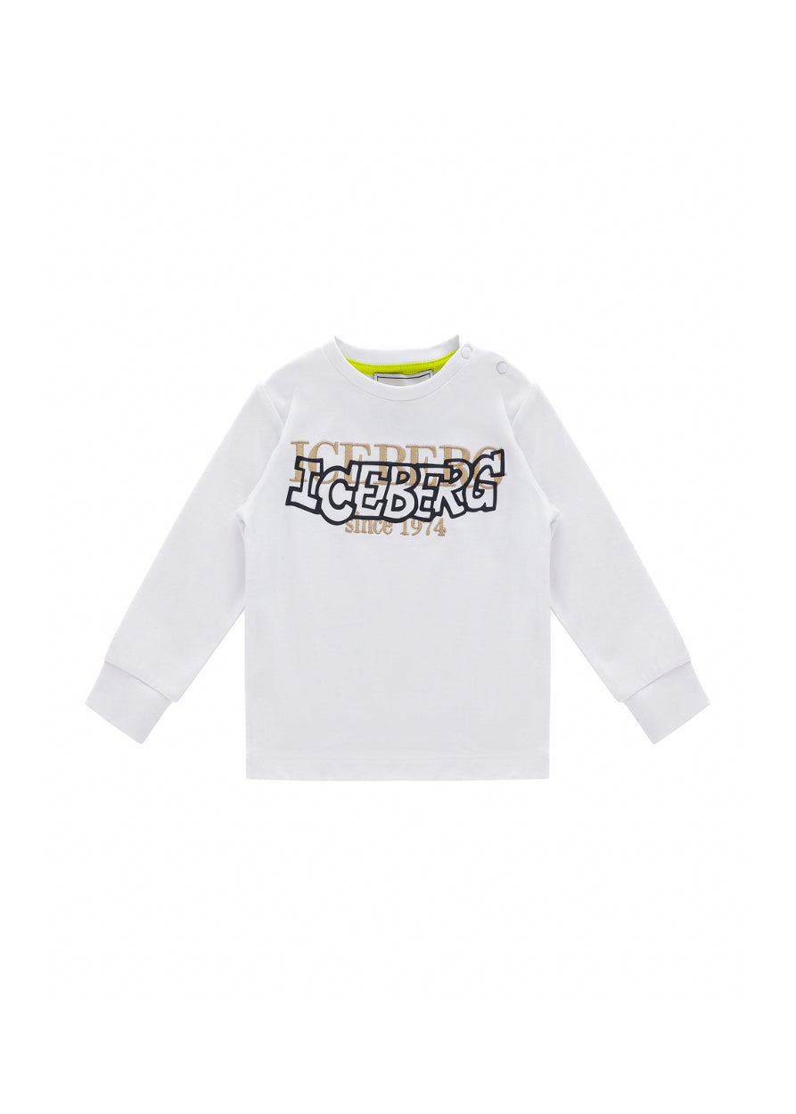 Iceberg Kids T-shirt Maniche Lunghe con Stampa per Neonati