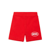 Diesel Kids Ciclista Rosso con Stampa Logo Oval Unisex per Neonati
