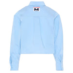 Msgm Kids Camicia Crop Celeste con Logo Bianco per Bambine