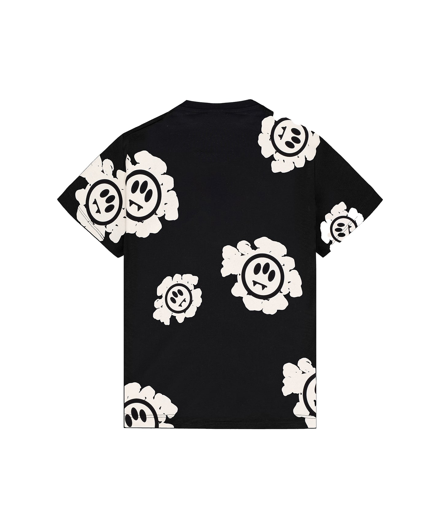 Barrow Kids T-Shirt Nera con Stampa Floreale Bianca per Bambini
