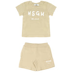 Msgm Kids Completo 2pz Sabbia con Logo per Neonati