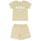 Msgm Kids Completo 2pz Sabbia con Logo per Neonati