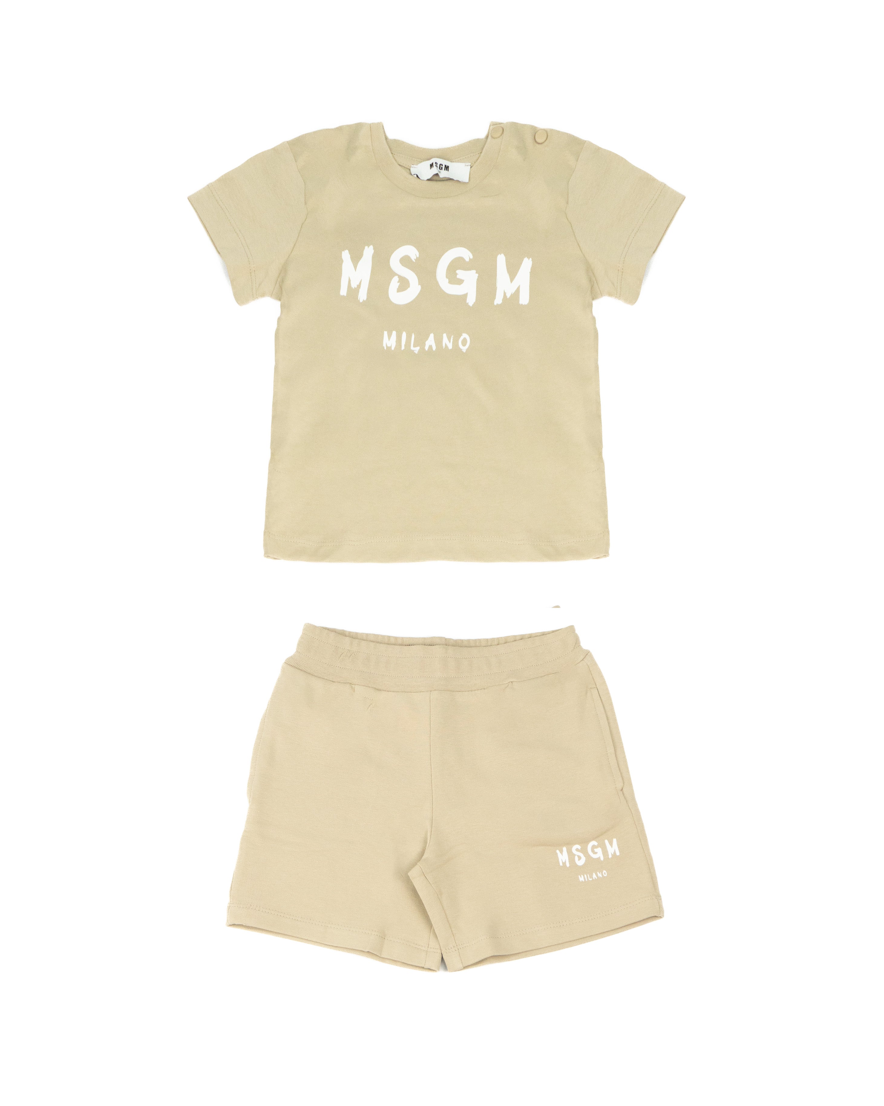 Msgm Kids Completo 2pz Sabbia con Logo per Neonati