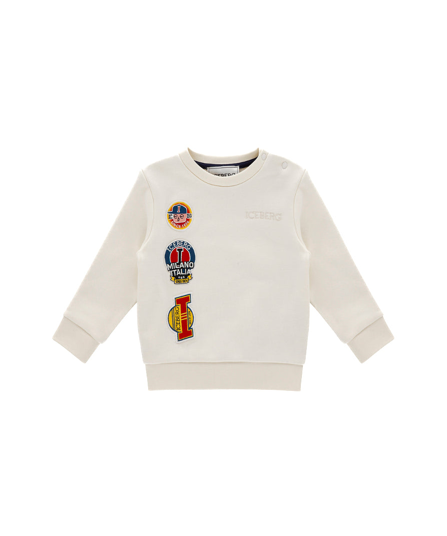 Iceberg Kids Felpa Bianca con Patches per Neonati