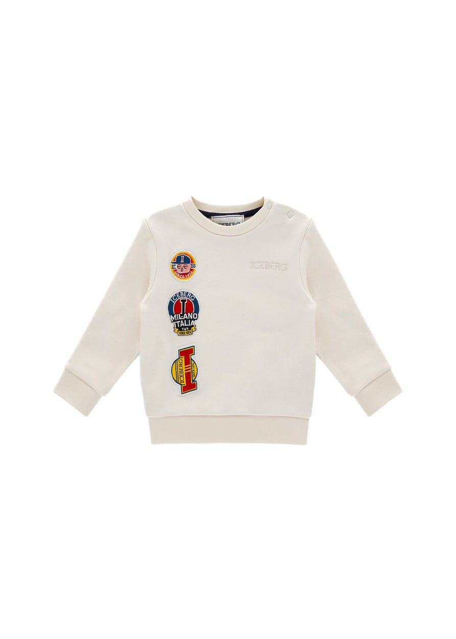 Iceberg Kids Felpa Bianca con Patches per Neonati