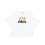 Moschino Kids T-Shirt Bianco Crop con Manica Rouches per Bambine