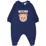 Moschino Kids Tutina Blu Navy con Stampa Logo Teddy per Neonati