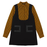 Elisabetta Franchi La Mia Bambina Abito Nero con Camicia Nero e Ambra All-Over per Bambine