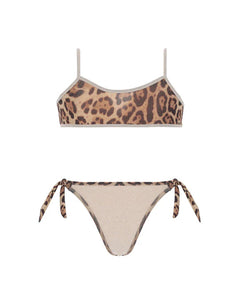 4Giveness Kids Costume Due Pezzi Leopardato per Bambine
