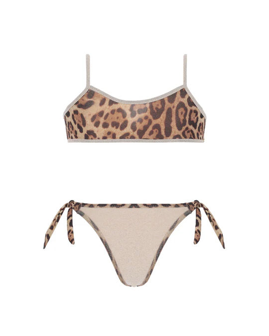 4Giveness Kids Costume Due Pezzi Leopardato per Bambine
