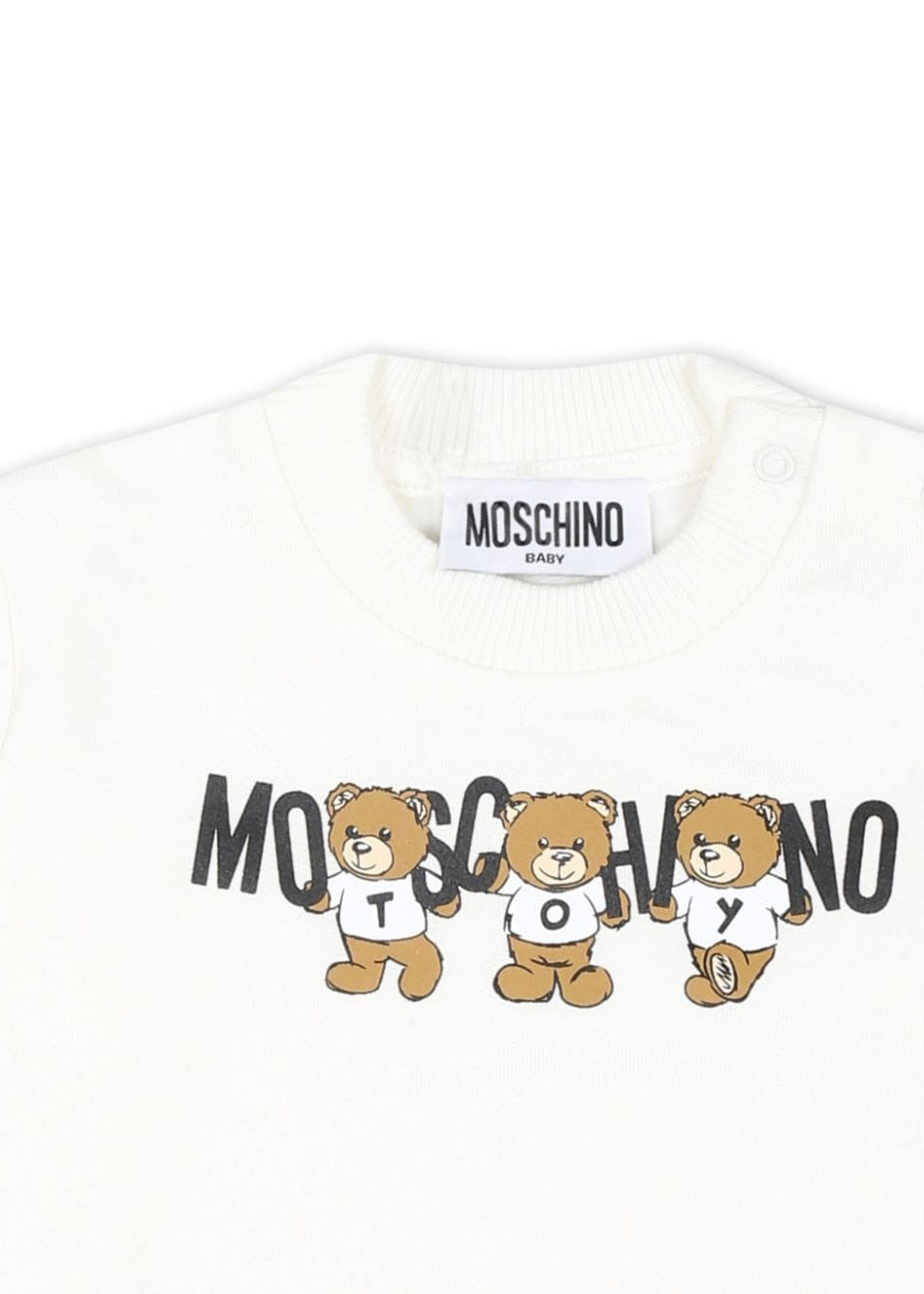 Moschino Kids Felpa Panna con Logo Teddy Bear per Neonati(dettaglio)