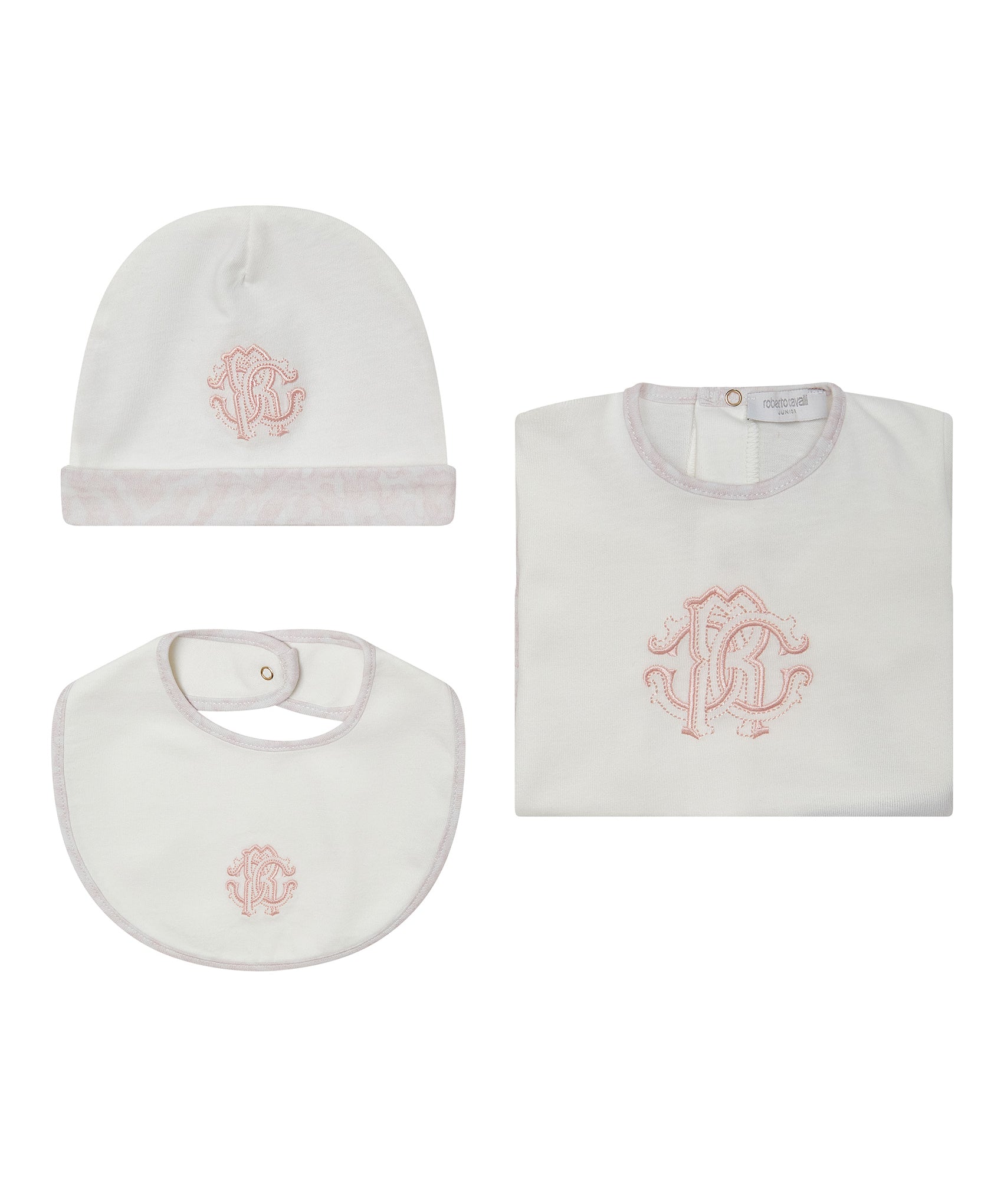 Roberto Cavalli Kids Set Tutina+Bavetta e Cappellino per Neonate