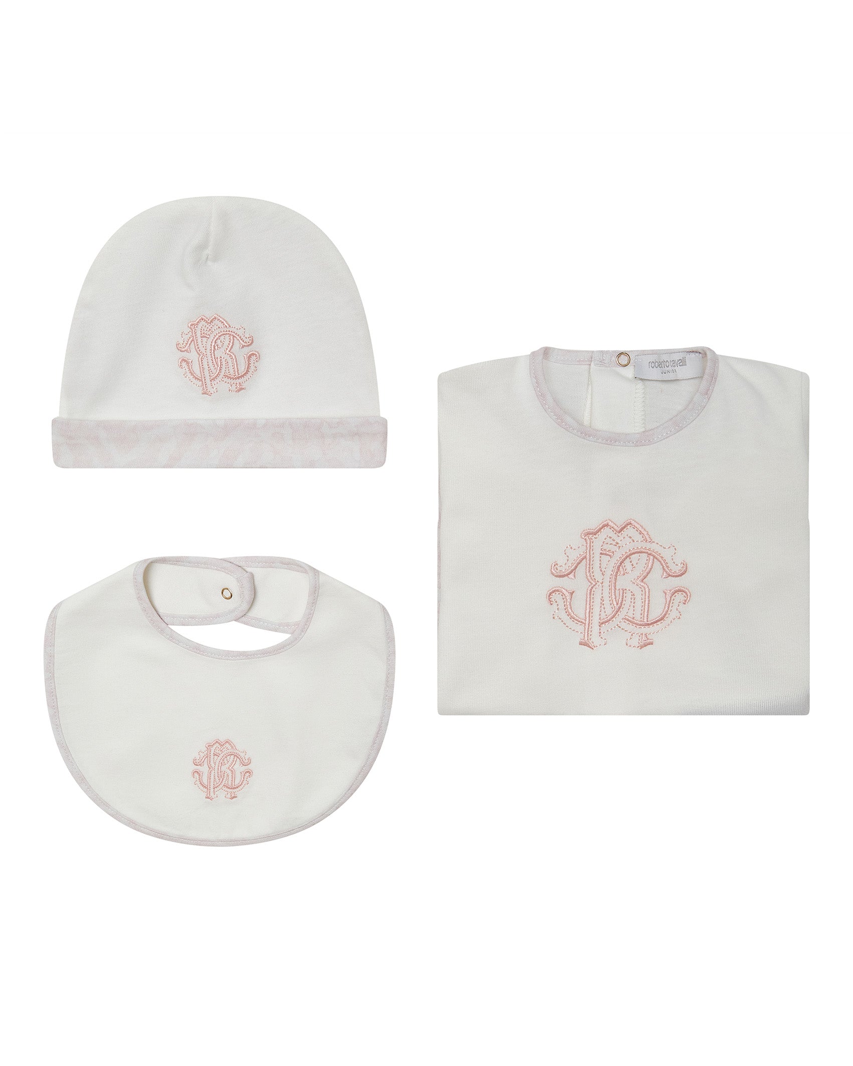 Roberto Cavalli Kids Set Tutina+Bavetta e Cappellino per Neonate
