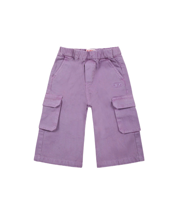 Diesel Kids Pantaloni Lilla Cargo con Logo per Neonate