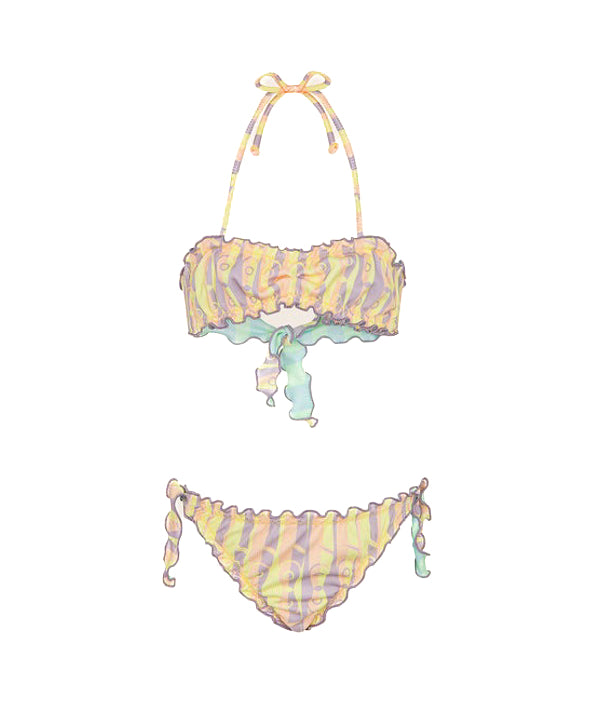 Effek Costume Bikini Fascia Multicolor Reversibile per Bambine