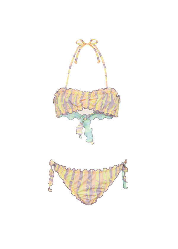 Effek Costume Bikini Fascia Multicolor Reversibile per Bambine