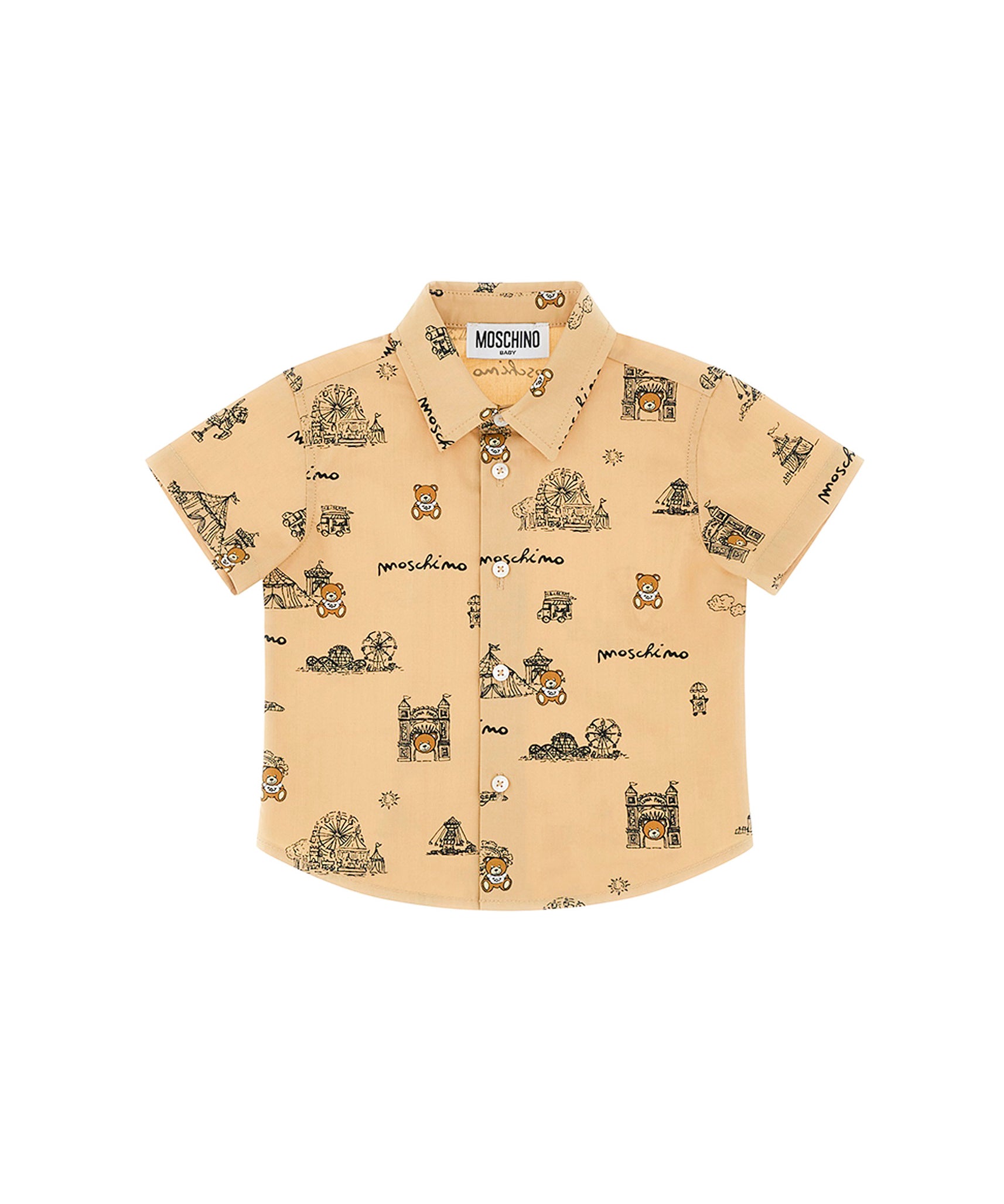 Moschino Kids Camicia Beige con Stampa per Neonati