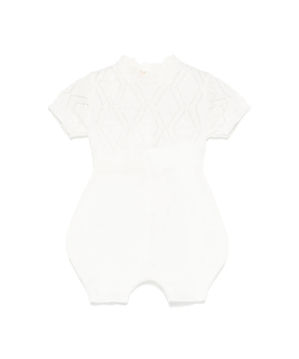 Elisabetta Franchi La Mia Bambina Pagliaccetto Panna Pointelle per Neonate