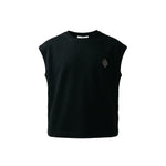 Yes London Kids Canotta Nero Monocolore con Applicazione Logo per Bambini
