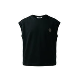 Yes London Kids Canotta Nero Monocolore con Applicazione Logo per Bambini