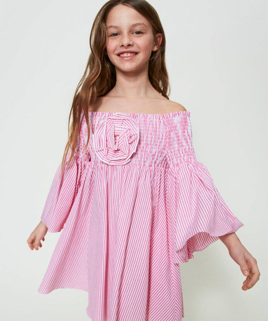 Twinset Kids Abito Corto a Righe 